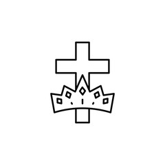 Cross and crown, Christianity icon. Simple line, outline vector religion icons for ui and ux, website or mobile application