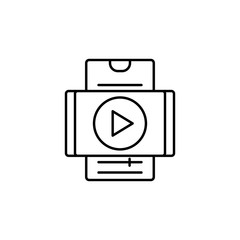 Smartphone video play icon. Simple line, outline vector of phone application icons for ui and ux, website or mobile application