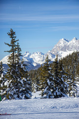 beautiful view of Austrian ski resort, Dachstein region, Alps