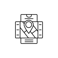 Smartphone map location icon. Simple line, outline vector of phone application icons for ui and ux, website or mobile application