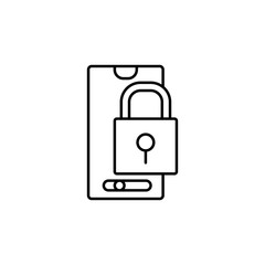 Smartphone lock security icon. Simple line, outline vector of phone application icons for ui and ux, website or mobile application