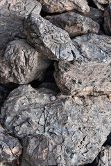 A stack of dry lignite coal ready for heating      