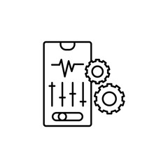 Smartphone sound setting gear icon. Simple line, outline vector of phone application icons for ui and ux, website or mobile application