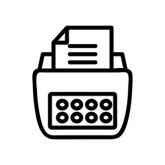 typewriter icon vector. Thin line sign. Isolated contour symbol illustration