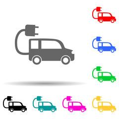 Electra car green multi color style icon. Simple glyph, flat vector of greenpeace icons for ui and ux, website or mobile application