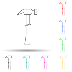 hammer multi color style icon. Simple thin line, outline vector of home repair tool icons for ui and ux, website or mobile application