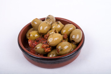 terracotta bowl of olives