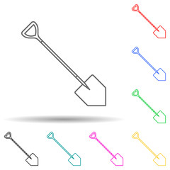 shovel multi color style icon. Simple thin line, outline vector of home repair tool icons for ui and ux, website or mobile application