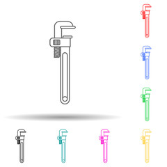adjustable construction key multi color style icon. Simple thin line, outline vector of home repair tool icons for ui and ux, website or mobile application