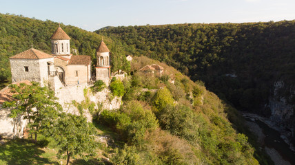 Kutaisi, Georgia - September 26, 2018: Aerial view to Motsameta Monastery near Kutaisi