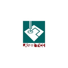  The illustration consists of a laser cutting nozzle in the form of a symbol or logo