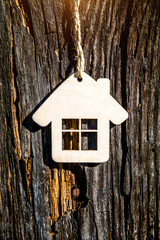 House symbol on a brown wooden background