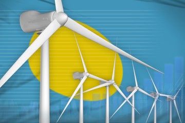 Palau wind energy power digital graph concept - renewable natural energy industrial illustration. 3D Illustration