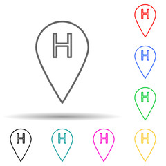 hotel pin multi color style icon. Simple thin line, outline vector of hotel icons for ui and ux, website or mobile application