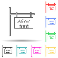 3-star hotel road sign multi color style icon. Simple thin line, outline vector of hotel icons for ui and ux, website or mobile application