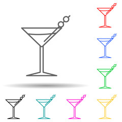 martini glass multi color style icon. Simple thin line, outline vector of hotel icons for ui and ux, website or mobile application