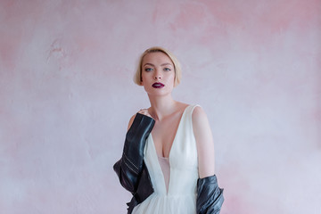 Portrait of a cute and beautiful girl. The image of the bride.