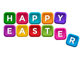 Happy Easter. Colorful buttons with white letters. Vector illustration
