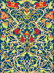 Arabic floral seamless pattern. Traditional arabic islamic background. Mosque decoration element. Vector illustration.