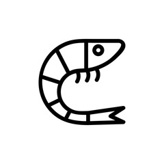 shrimp icon vector. Thin line sign. Isolated contour symbol illustration