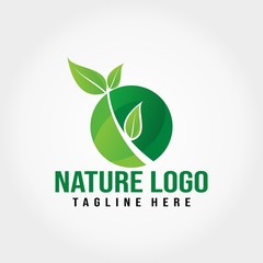 leaf logo on top of the circle, natural logo, green logo