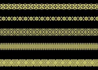ethnic golden 3d embroidery border pattern