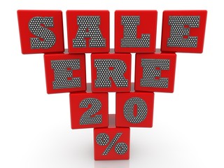 Sale ere 20% concept on red toy blocks