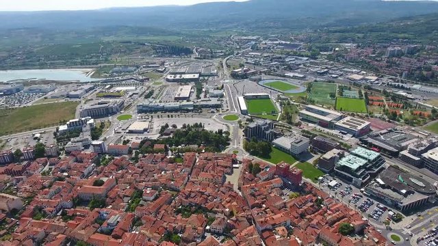 city of koper slovenia view, aerial drone shot