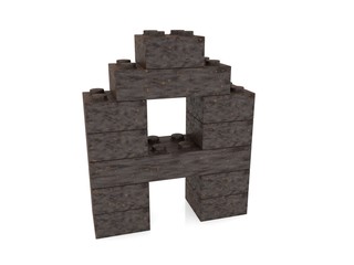 Letter A from rusty metal toy bricks