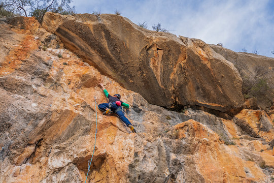 Man climbing at rock face
