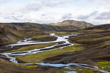Landmannalaugur area in Iceland and the sulphur mountain Brennisteinsalda