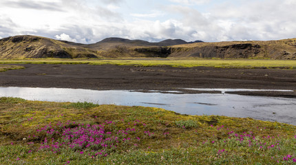 Landmannalaugur area in Iceland and the sulphur mountain Brennisteinsalda