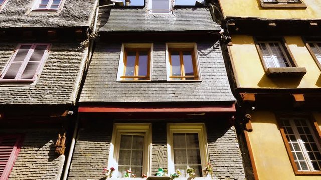 MORLAIX, FRANCE - APRIL 05, 2018: streets and beautiful colombage houses of famous city Morlaix, Brittany, France