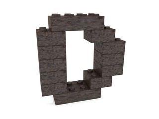 Letter D from rusty metal toy bricks