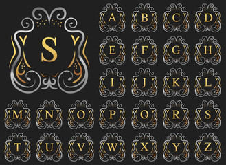 Gold and silver luxury letter A to Z, vector illustration