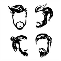 Set of illustrations of male haircuts.