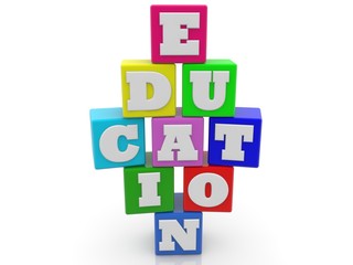EDUCATION concept on colorful toy blocks