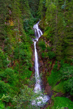 Italy, Dolomites, Trentino, Rabbi Valley, Ragaiolo waterfall