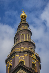 Copenhagen Our Saviour's (Vor Frelsers Kirke) - one of Denmark's most famous churches. Serpentine spire was inaugurated in 1752 - a popular pastime to climb 400 steps to top. Copenhagen. Denmark.
