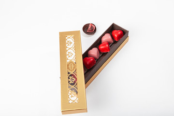 pink chocolate scientific work for Valentine's Day. Natural product without harmful impurities. Original gift