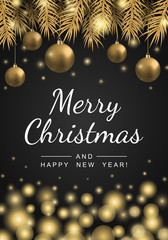 Merry Christmas and Happy New Year greeting card