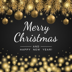 Merry Christmas and Happy New Year greeting card