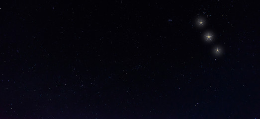 Panorama blue night sky milky way and star on dark background.Universe filled with stars, nebula and galaxy with noise and grain.Photo by long exposure and select white balance.selection focus.amazing