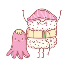 sushi and octopus menu restaurant food cute