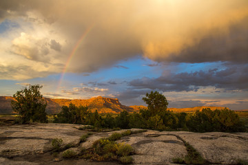 Rainbow over Utah's desert wilderness 