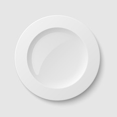 White empty plate. Mockup isolated on transparent background.