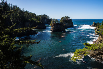 Rock islands in the indigo sea. Cape Flattery, Washington 