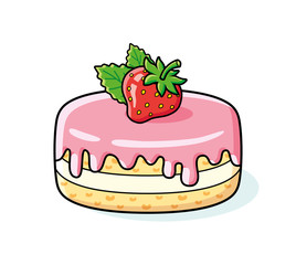 Strawberry pastry cake isolated