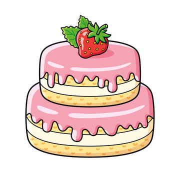 Big strawberry cake isolated
