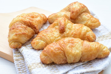 Small, freshly baked butter croissants